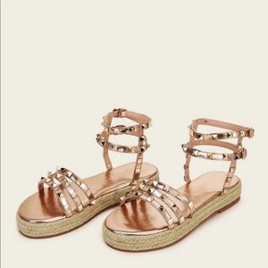 NWOT studded espadrille ankle strap sandals